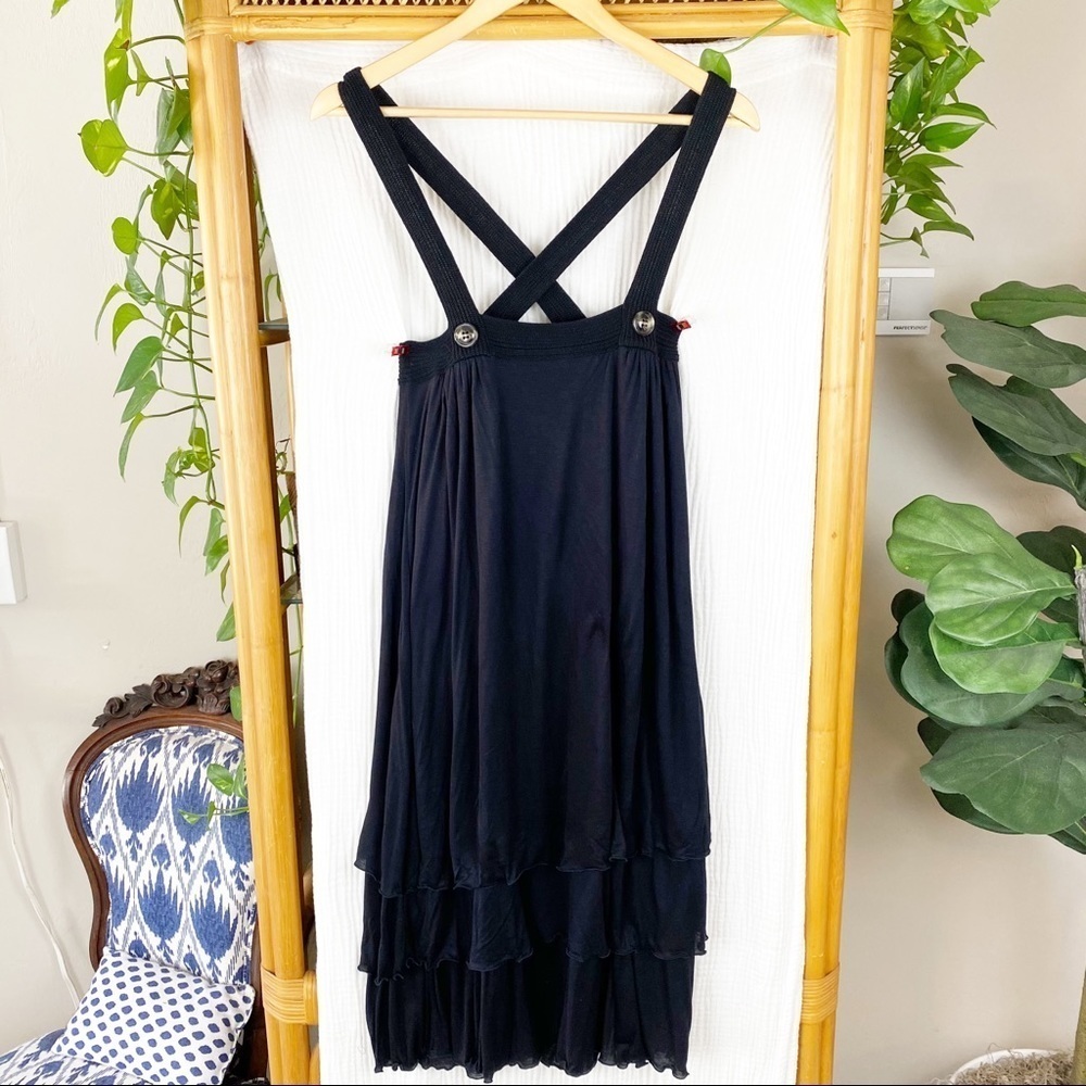 JOSEPH VISCOSE THREE‎ TIERED DRESS WITH KNIT STRAPS​​​​​